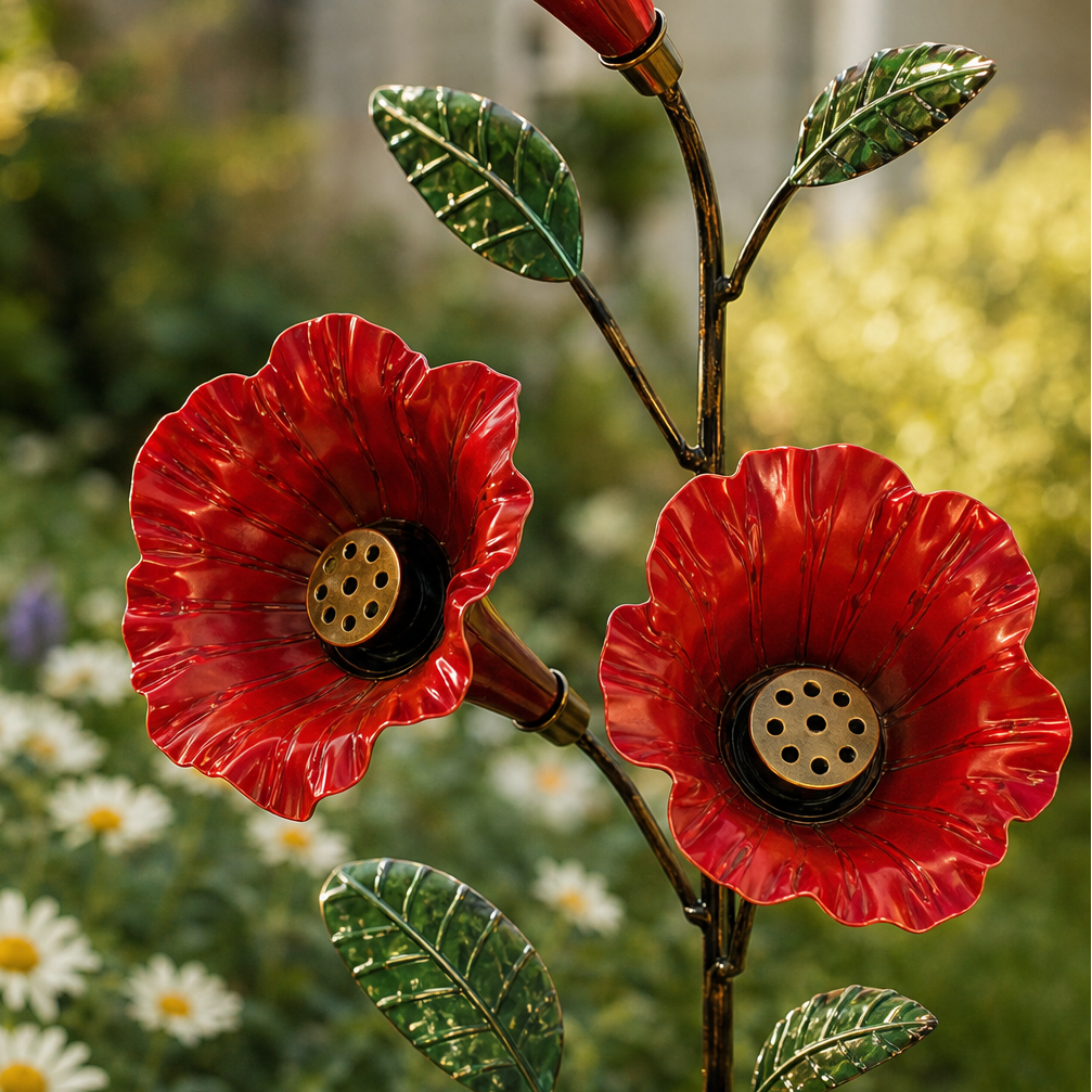 Larkwing – Red Flower Hummingbird Feeder Garden Stake lifestyle