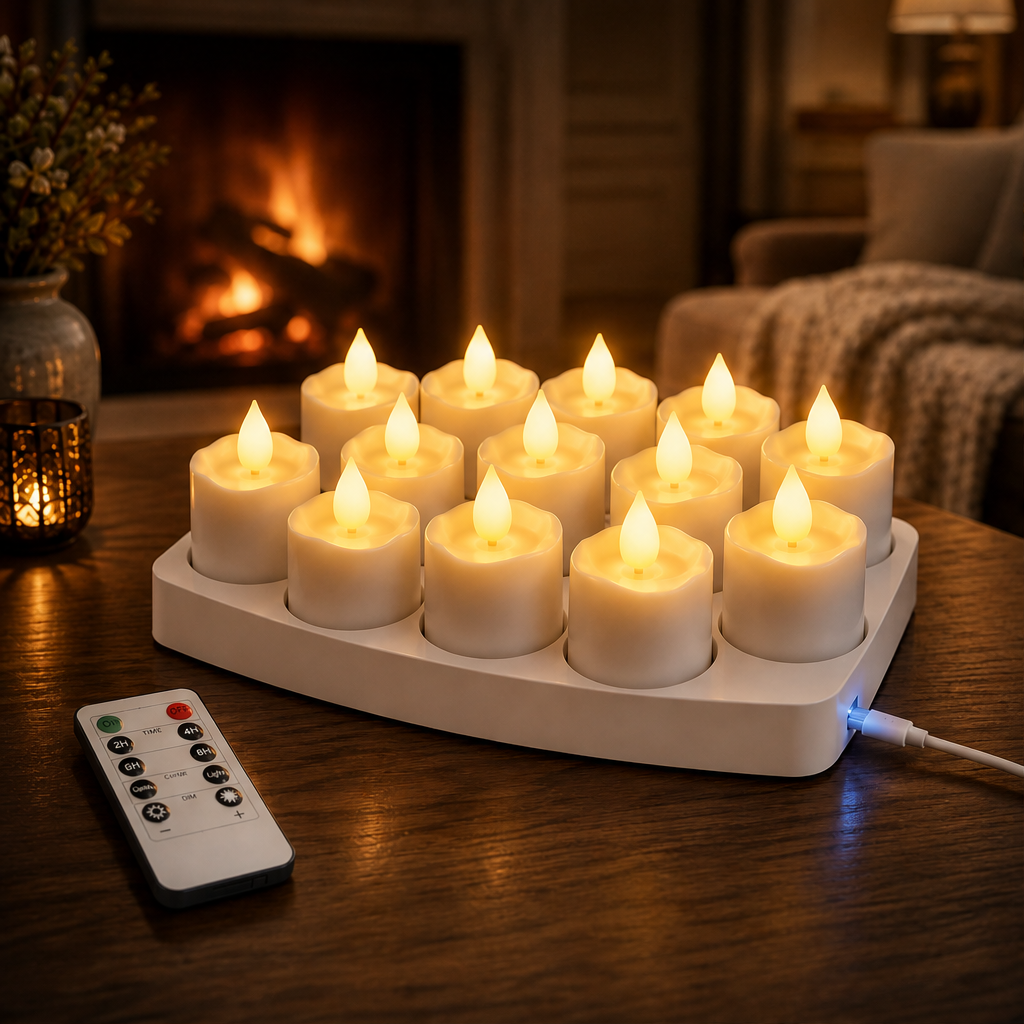 Rechargeable LED Candles with Remote Control, Timer & Charging Base, Flameless Flicker Flame Candles lifestyle