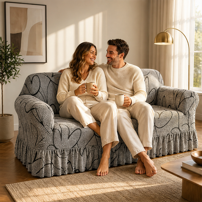 Universal Stretch Sofa Slipcover with Ruffled Hem lifestyle
