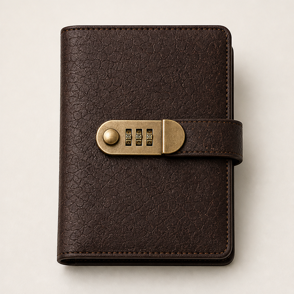 Banknote Collector Album with Combination Lock Brown