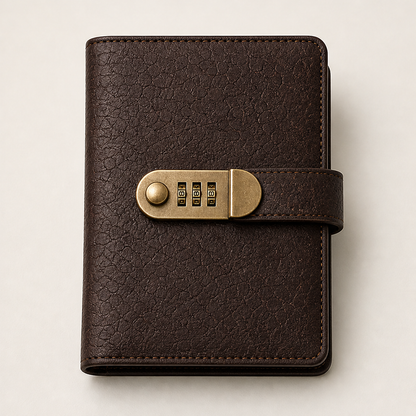 Banknote Collector Album with Combination Lock Brown