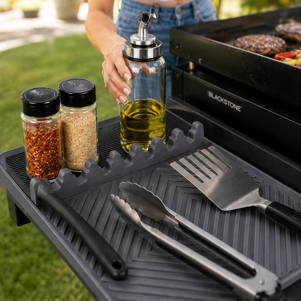 Silicone Grill Side Shelf Mat lifestyle