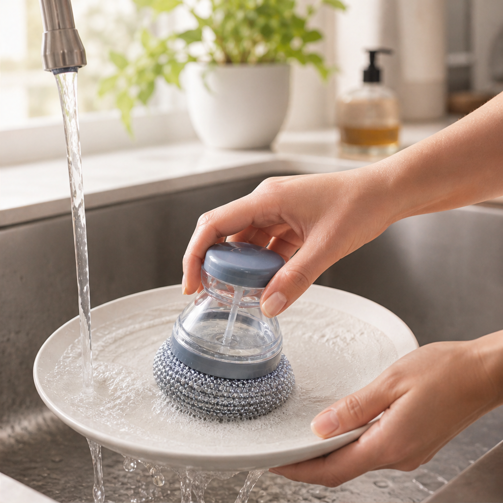 Soap Dispensing Pot Scrubber Brush lifestyle