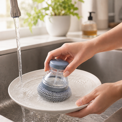 Soap Dispensing Pot Scrubber Brush lifestyle