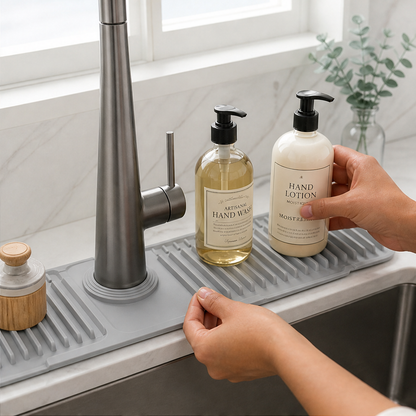 Silicone Faucet Splash Guard & Drain Mat lifestyle