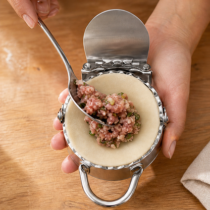 Stainless Steel Dumpling Maker with Round Dough Cutter lifestyle