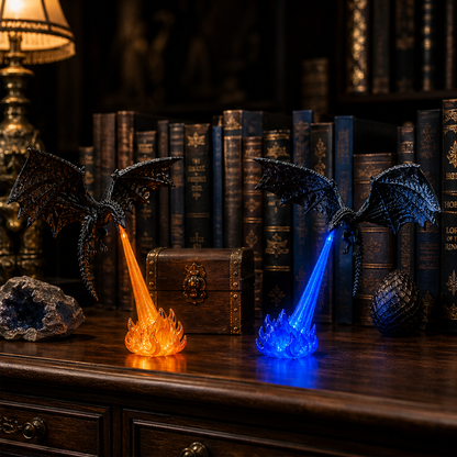 3D Dragon LED Display with Glowing Flame Base lifestyle