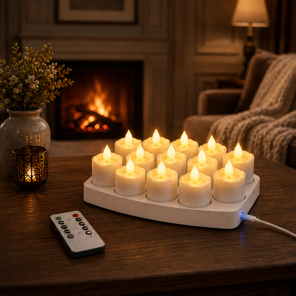Rechargeable LED Candles with Remote Control, Timer & Charging Base, Flameless Flicker Flame Candles lifestyle