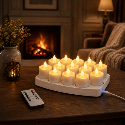 Rechargeable LED Candles with Remote Control, Timer & Charging Base, Flameless Flicker Flame Candles lifestyle