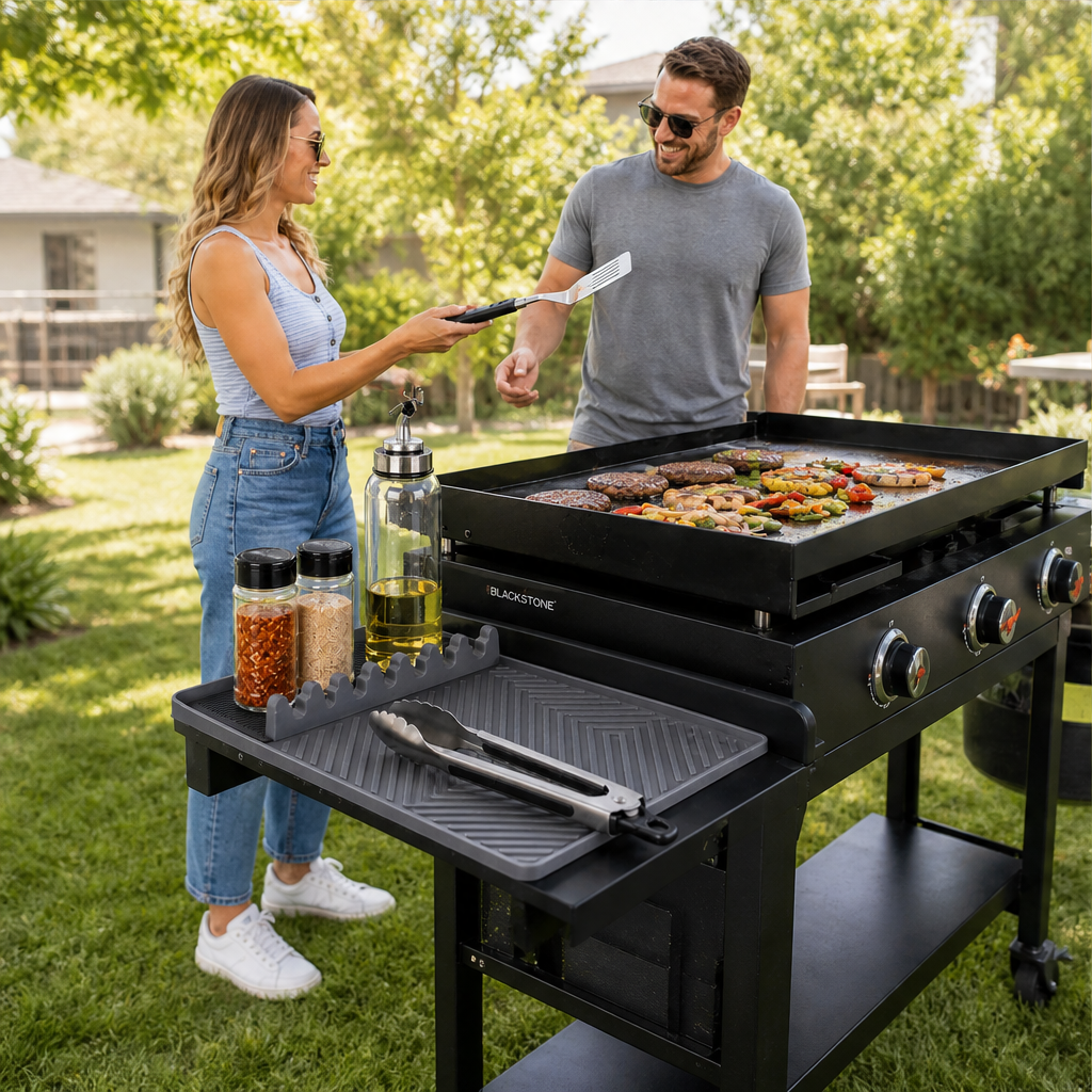 Silicone Grill Side Shelf Mat lifestyle