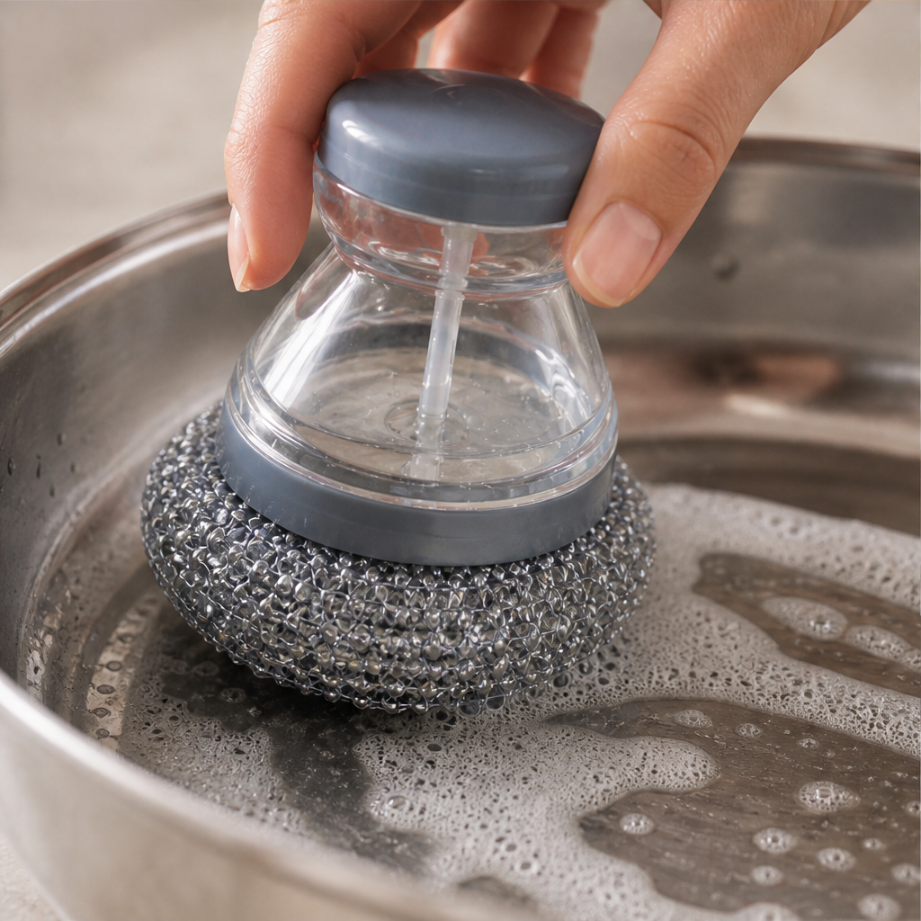 Soap Dispensing Pot Scrubber Brush lifestyle