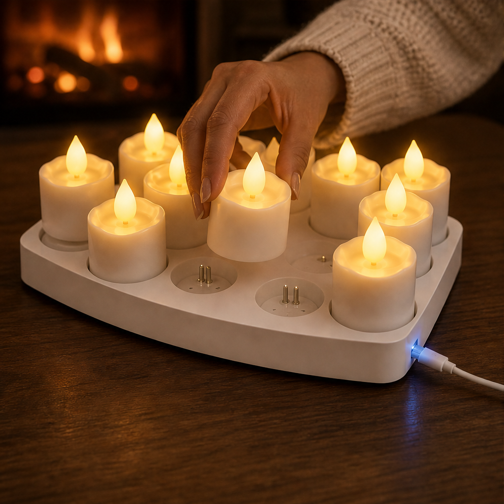 Rechargeable LED Candles with Remote Control, Timer & Charging Base, Flameless Flicker Flame Candles lifestyle