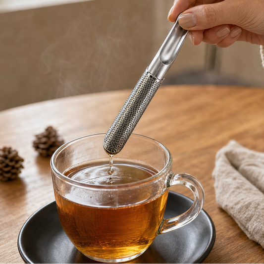 Stainless Steel Tea Strainer | Loose Leaf Tea Infuser with Plunger - Reusable Filter Stick lifestyle