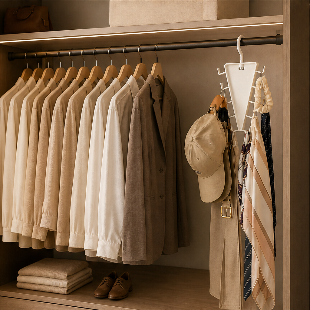 Triangular Wardrobe Organizer with 8 Double-Sided Hooks lifestyle