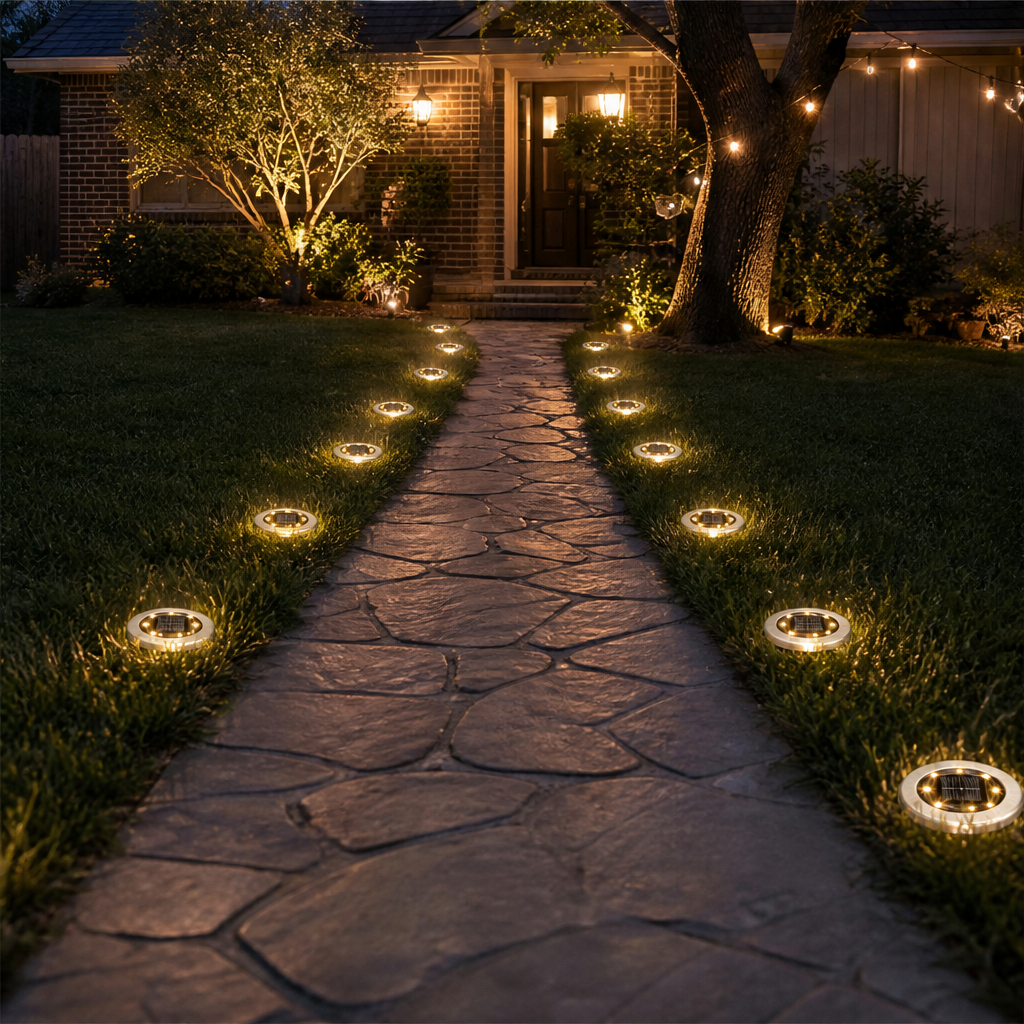 Solar Ground Light - Stainless Steel In-Ground Disk Light lifestyle