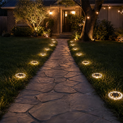 Solar Ground Light - Stainless Steel In-Ground Disk Light lifestyle