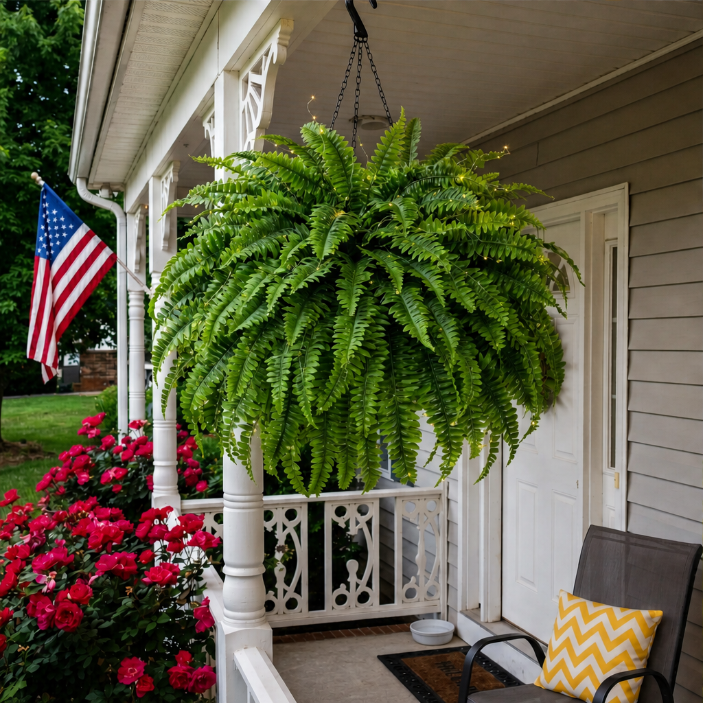 Artificial Boston Fern with Lights lifestyle