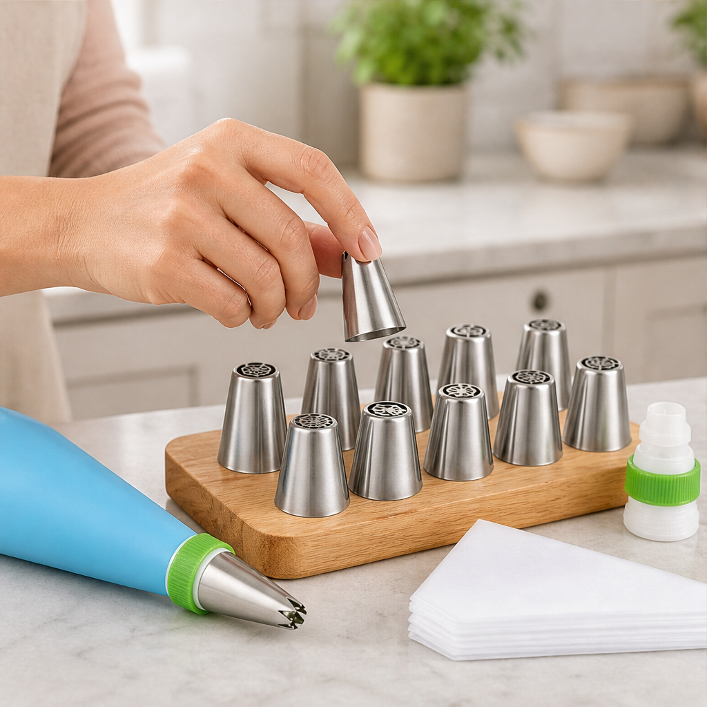 Russian Piping Tips Set, 27 Pieces - Beginner Floral Decorating Kit lifestyle