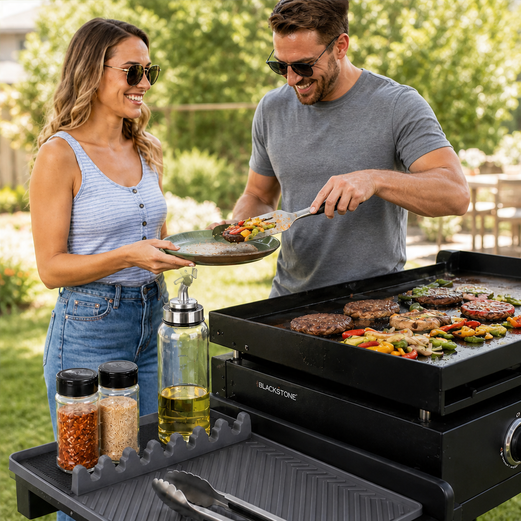 Silicone Grill Side Shelf Mat lifestyle