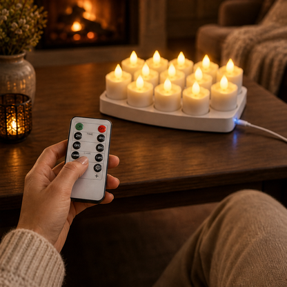 Rechargeable LED Candles with Remote Control, Timer & Charging Base, Flameless Flicker Flame Candles lifestyle