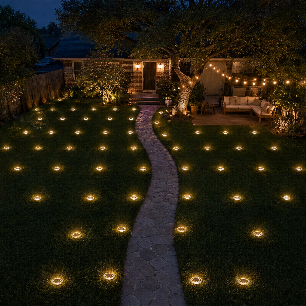 Solar Ground Light - Stainless Steel In-Ground Disk Light lifestyle