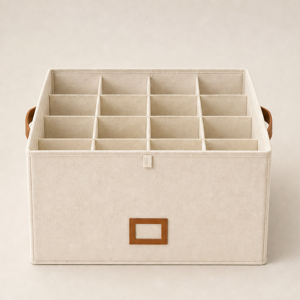 Shoe Organizer with 16 Compartments Beige