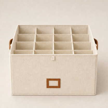 Shoe Organizer with 16 Compartments Beige