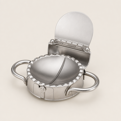 Stainless Steel Dumpling Maker with Round Dough Cutter Silver