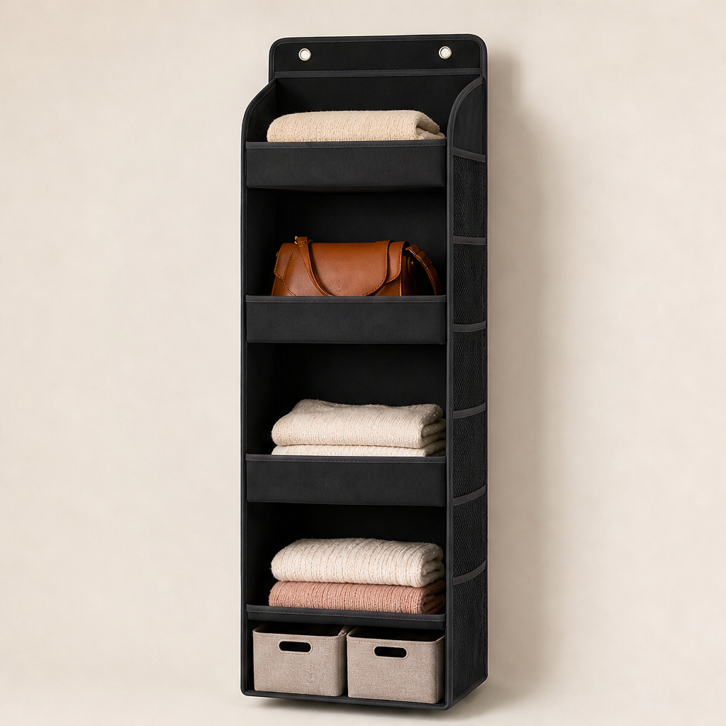 5-Tier Hanging Closet Organizer Black