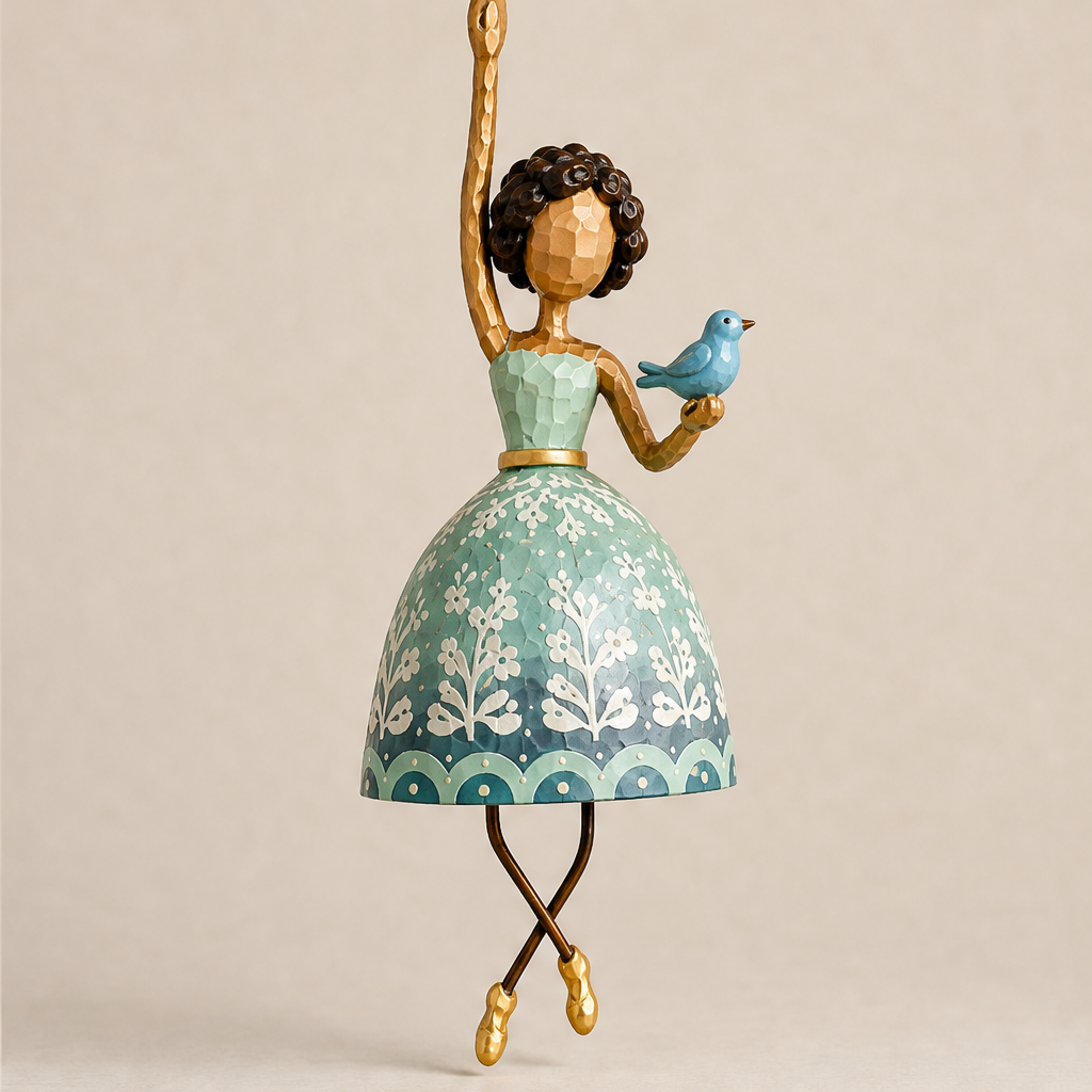 Dancing Lady Hanging Bell Decoration Teal