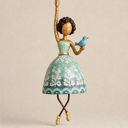 Dancing Lady Hanging Bell Decoration Teal