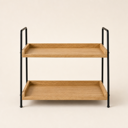 2-Tier Countertop Organizer Shelf Natural Wood
