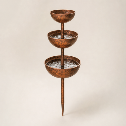3-Tier Cascade Bird Bath, Copper Finish Copper