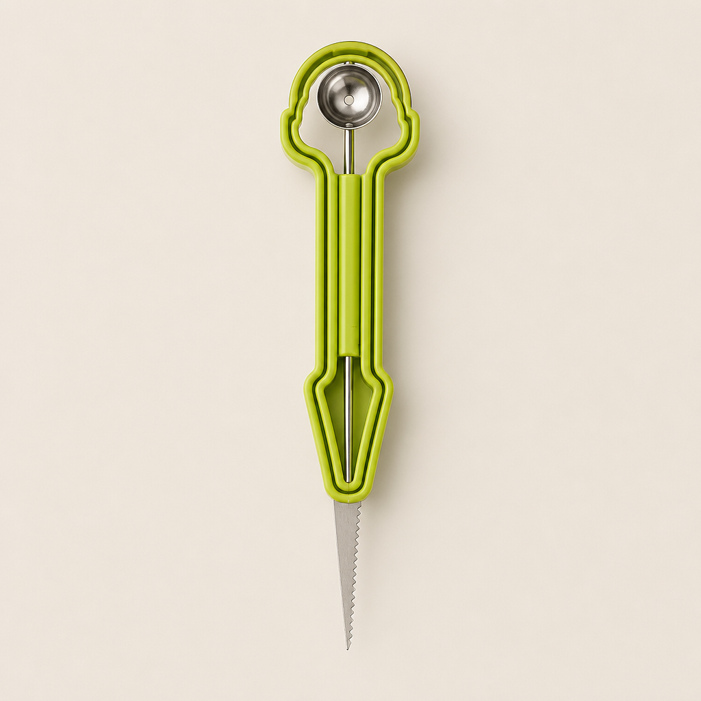 3-in-1 Stainless Steel Melon Baller Scoop Tool Green