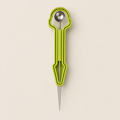 3-in-1 Stainless Steel Melon Baller Scoop Tool Green
