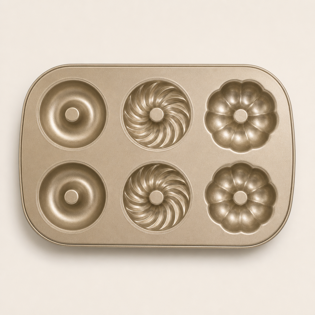 Multi-Cavity Non-Stick Mini Bundt Cake Pan Gold