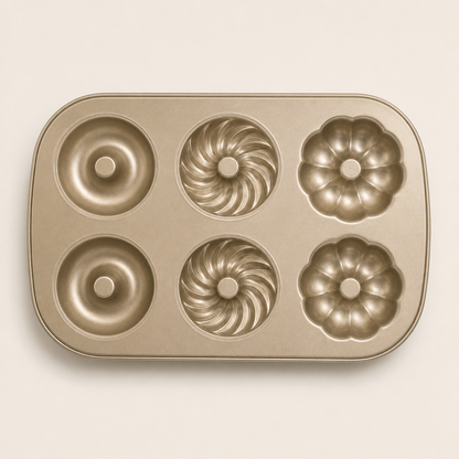 Multi-Cavity Non-Stick Mini Bundt Cake Pan Gold