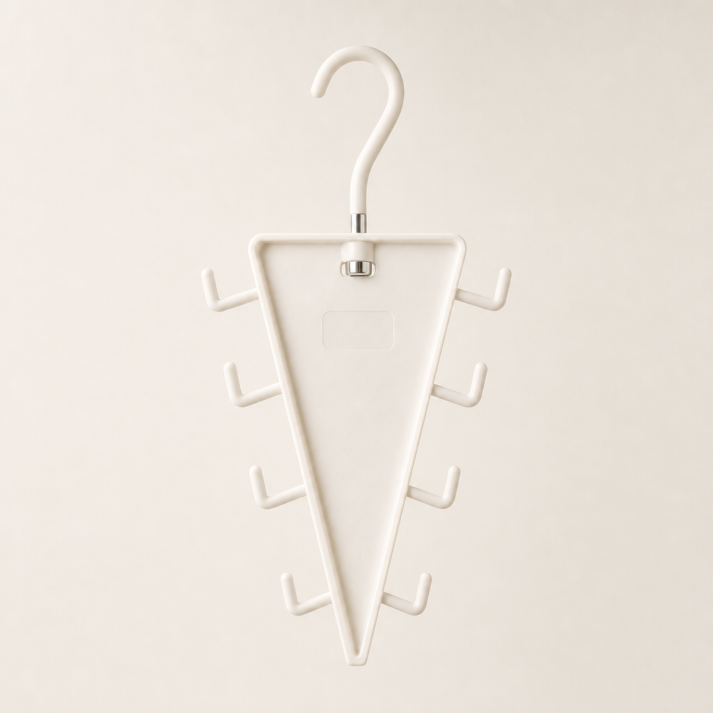 Triangular Wardrobe Organizer with 8 Double-Sided Hooks White