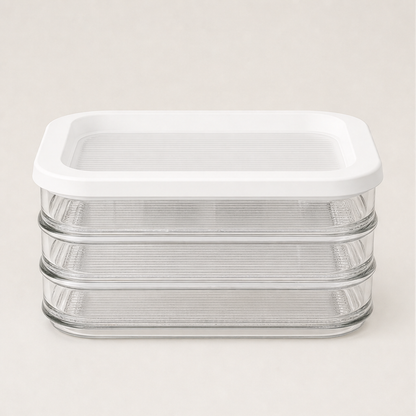 3-Layer Reusable Food Storage Containers with Lids White