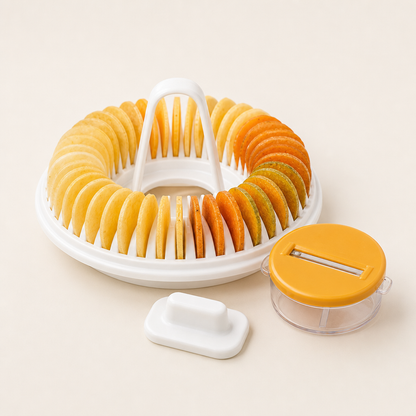 Microwave Potato & Vegetable Chip Maker with Slicer Set White