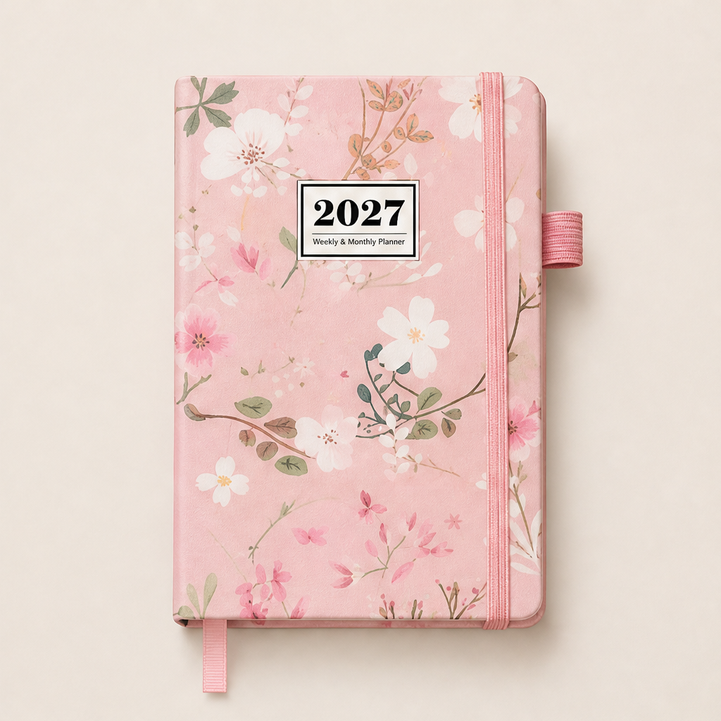2027 Weekly Planner Notebook, A5 Pink