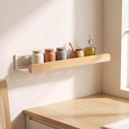 Ledgely shelf mounted above a kitchen counter