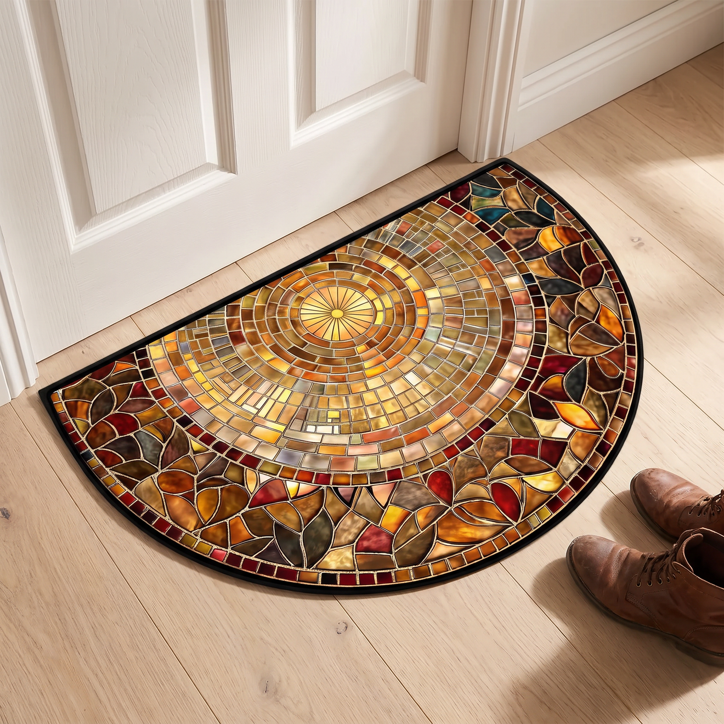 Petralux half-round absorbent doormat - in a hallway by the front door