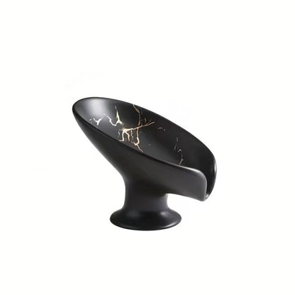 Petala leaf-shaped ceramic soap dish - black
