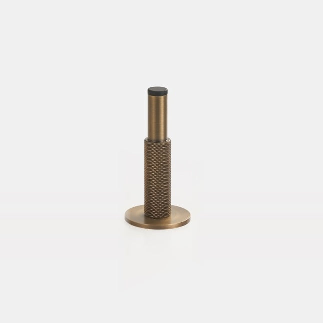 Knurlia - Solid Brass Knurled Door Stop - Antique Brass