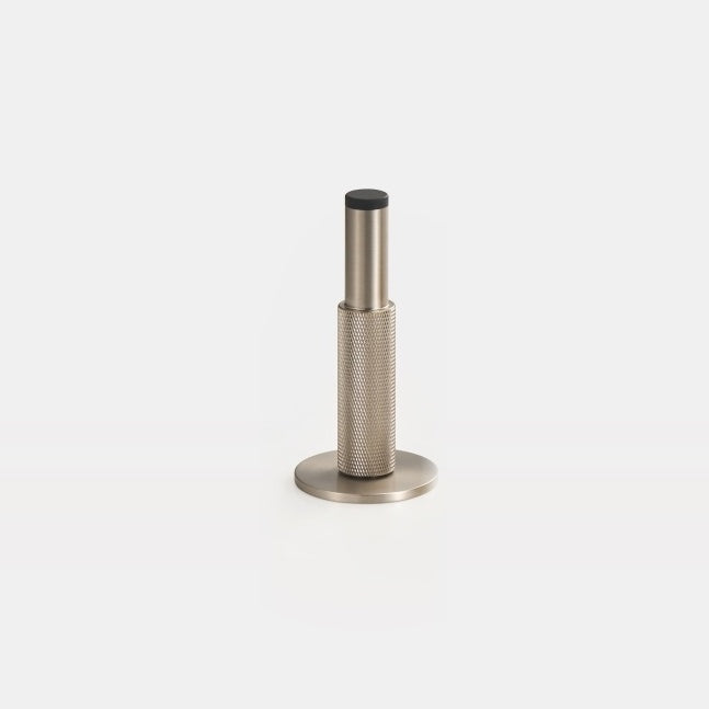Knurlia - Solid Brass Knurled Door Stop - Brushed Nickel