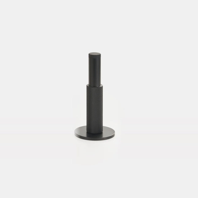 Knurlia - Solid Brass Knurled Door Stop - Matte Black